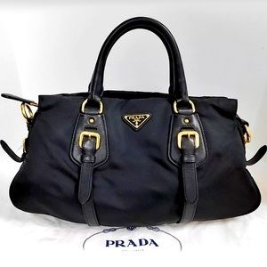 Authentic Prada Black Tessuto Nylon Leather Bag